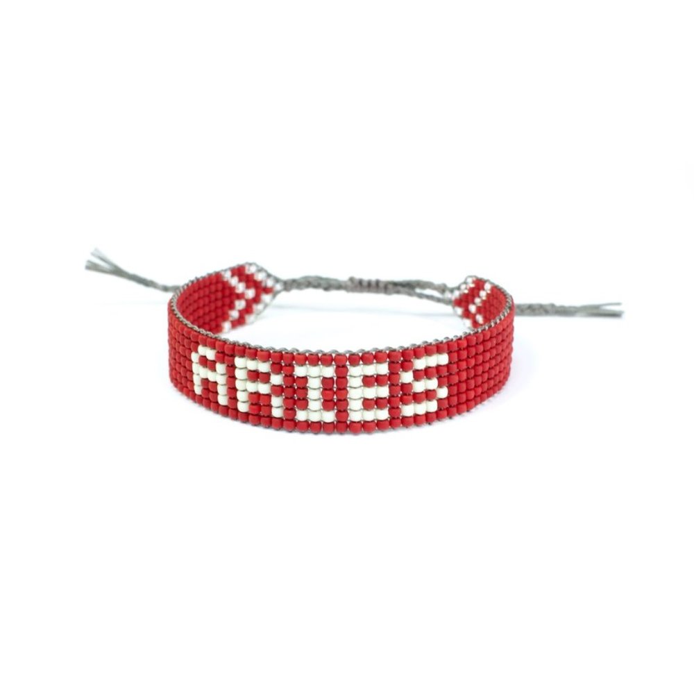 Red Aries Bracelet Handmade Bead Woven Bracelet, Seed Bead Bracelet, Fire Sign,